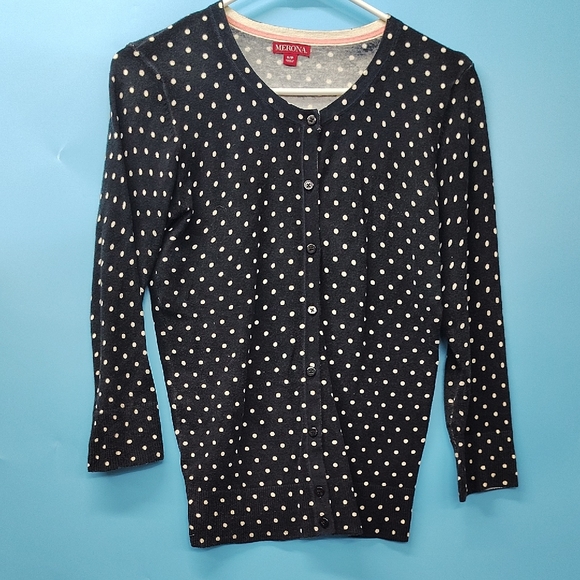 Merona Black Polka Dot Cardigan - Picture 1 of 8